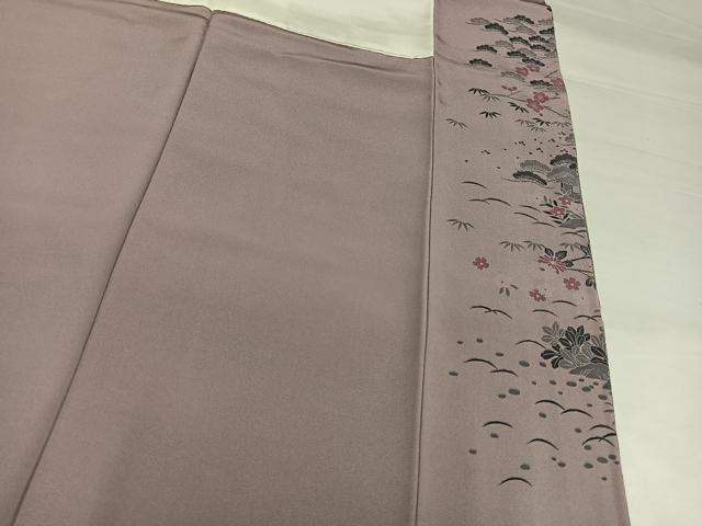 平和屋着物●訪問着　友禅　松竹梅　風景草花文　暈し染め　さが美扱い　正絹　逸品　未使用　AABJ1314ph