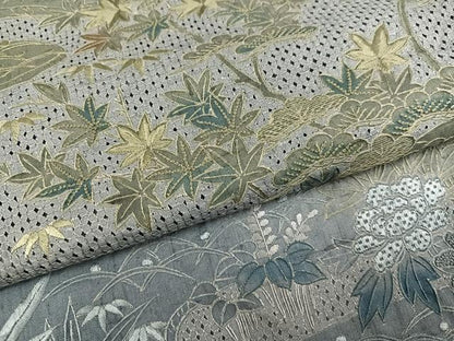 平和屋着物●小林文次郎 訪問着 中国三大刺繍 汕頭刺繍 スワトウ刺繍 紬地 松竹梅風景草花文 ますいわ屋扱い 正絹 逸品 AABJ1316ph