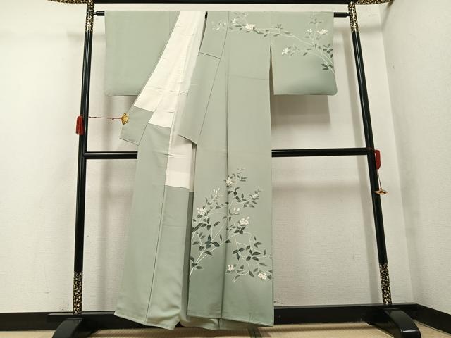 平和屋着物●訪問着　友禅　作家物　枝花文　暈し染め　正絹　逸品　AABJ1318ph