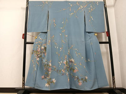 平和屋着物●本加賀友禅作家　宮野勇造　訪問着　枝花文　正絹　逸品　AABJ1320ph