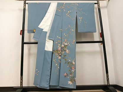 平和屋着物●本加賀友禅作家　宮野勇造　訪問着　枝花文　正絹　逸品　AABJ1320ph