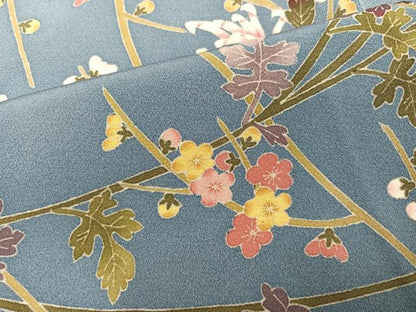 平和屋着物●本加賀友禅作家　宮野勇造　訪問着　枝花文　正絹　逸品　AABJ1320ph