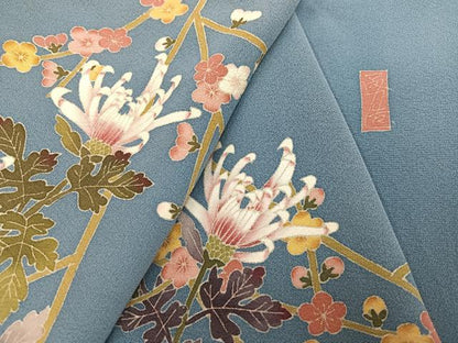 平和屋着物●本加賀友禅作家　宮野勇造　訪問着　枝花文　正絹　逸品　AABJ1320ph