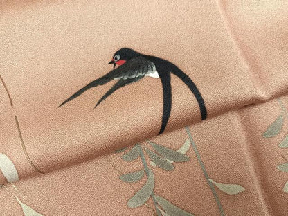 平和屋着物●二代目清次郎　手描き　訪問着　燕　正絹　逸品　AABJ1321ph