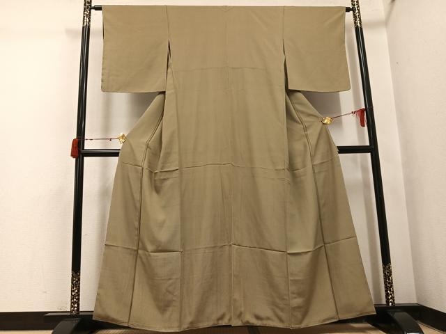 平和屋着物●江戸小紋　万筋　海松色×榛色　正絹　逸品　未使用　AABJ1322ph