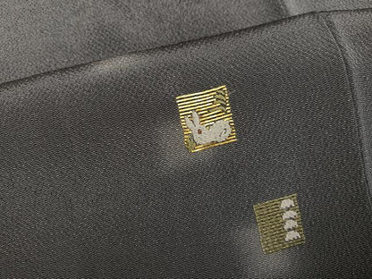 平和屋着物●訪問着　竹屋町刺繍　色紙兎文　鬼しぼ縮緬　正絹　逸品　AABJ1323ph