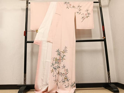 平和屋着物●訪問着　友禅　作家物　枝花文　ロング丈　正絹　逸品　未使用　AABJ1326ph