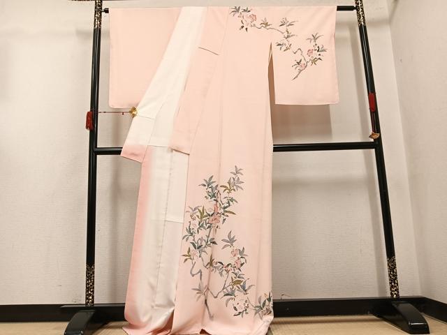 平和屋着物●訪問着　友禅　作家物　枝花文　ロング丈　正絹　逸品　未使用　AABJ1326ph