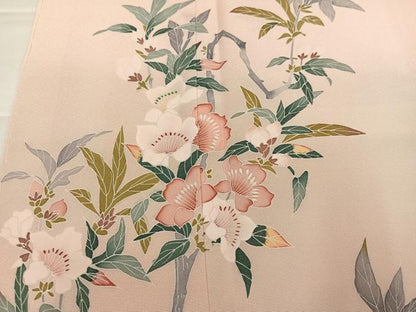 平和屋着物●訪問着　友禅　作家物　枝花文　ロング丈　正絹　逸品　未使用　AABJ1326ph
