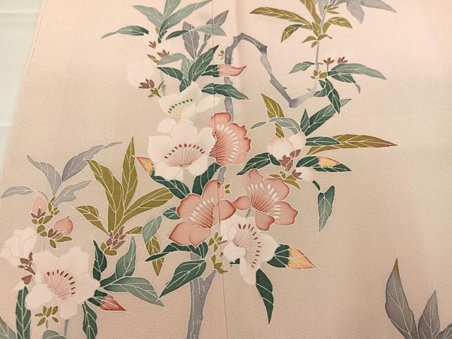 平和屋着物●訪問着　友禅　作家物　枝花文　ロング丈　正絹　逸品　未使用　AABJ1326ph