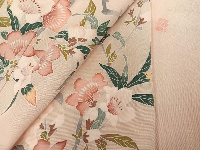 平和屋着物●訪問着　友禅　作家物　枝花文　ロング丈　正絹　逸品　未使用　AABJ1326ph