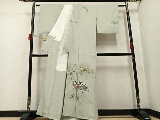 平和屋着物●訪問着　作家物　峰雲　手描き　童子遊び　正絹　逸品　AABJ1328ph