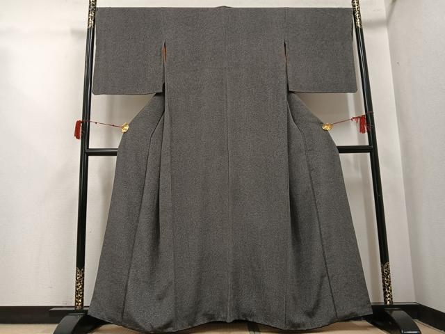 平和屋着物●江戸小紋　吉祥文　黒地　鬼しぼ縮緬　正絹　逸品　AABJ1330ph