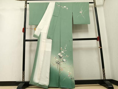 平和屋着物●訪問着　友禅　枝花文　暈し染め　正絹　逸品　AABJ1336ph