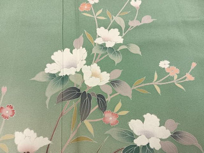 平和屋着物●訪問着　友禅　枝花文　暈し染め　正絹　逸品　AABJ1336ph