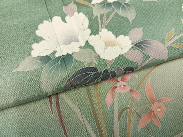 平和屋着物●訪問着　友禅　枝花文　暈し染め　正絹　逸品　AABJ1336ph