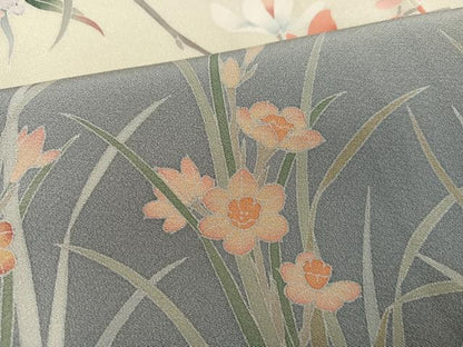 平和屋着物●十日町友禅作家　松雨　訪問着　枝花文　暈し染め　正絹　逸品　AABJ1337ph