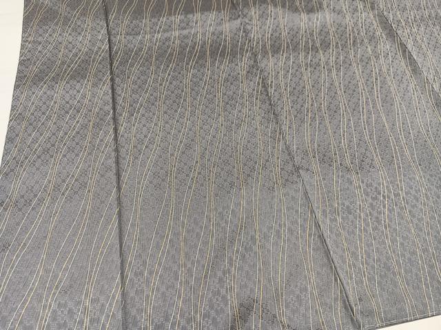 平和屋着物●上質な小紋　花織　よろけ縞　丹後ちりめん　反端付き　正絹　逸品　未使用　AABJ1338ph