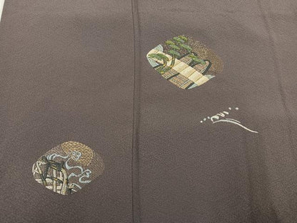 平和屋着物●訪問着　総刺繍　浜松花舟文　金糸　正絹　逸品　AABJ1340ph