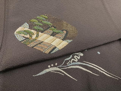 平和屋着物●訪問着　総刺繍　浜松花舟文　金糸　正絹　逸品　AABJ1340ph