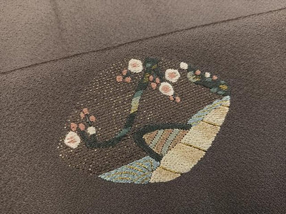平和屋着物●訪問着　総刺繍　浜松花舟文　金糸　正絹　逸品　AABJ1340ph