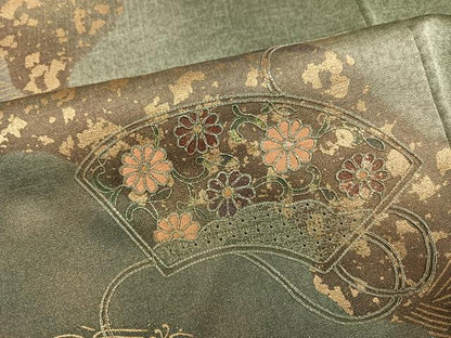 平和屋着物●訪問着　中国三大刺繍　汕頭刺繍　スワトウ刺繍　道長地紙花文　暈し染め　金彩　正絹　逸品　未使用　AABJ1341ph