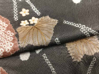平和屋着物●訪問着　駒刺繍　絞り　草花文　金彩　正絹　逸品　AABJ1342ph