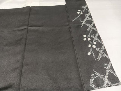 平和屋着物●訪問着　駒刺繍　絞り　草花文　金彩　正絹　逸品　AABJ1342ph