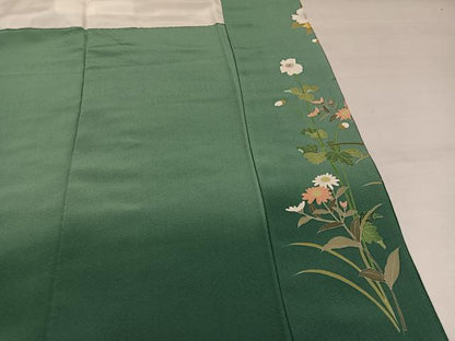 平和屋着物●十日町友禅作家　岡村蒼風　訪問着　枝花文　暈し染め　正絹　逸品　AABJ1344ph