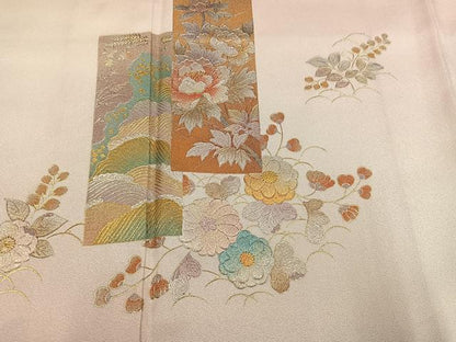 平和屋着物●金彩友禅　卓越技能者・名工・和田光正　色留袖　草花文　暈し染め　金銀彩　正絹　逸品　AABJ1345ph