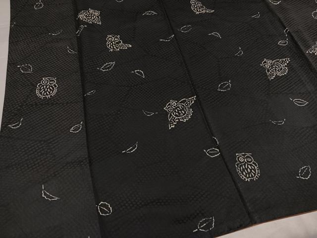平和屋着物●訪問着　ろうけつ染め　ミミズク　正絹　逸品　AABJ1346ph