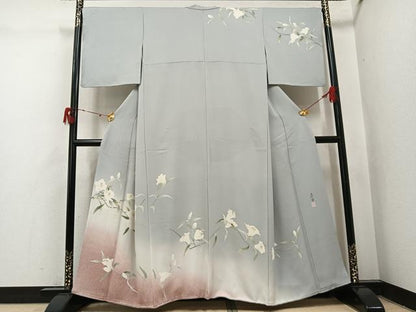 平和屋着物●京友禅作家　山科春宣　訪問着　枝花文　正絹　逸品　AABJ1349ph