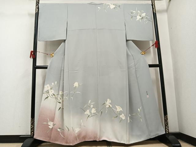 平和屋着物●京友禅作家　山科春宣　訪問着　枝花文　正絹　逸品　AABJ1349ph