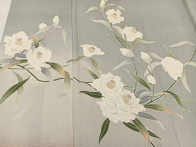 平和屋着物●京友禅作家　山科春宣　訪問着　枝花文　正絹　逸品　AABJ1349ph