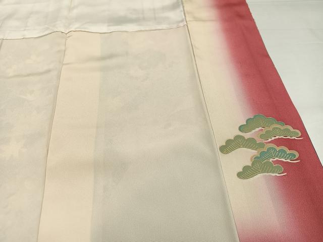 平和屋着物●豪華振袖　御所車鴛鴦花文　暈し染め　金彩　正絹　逸品　AABJ1350ph