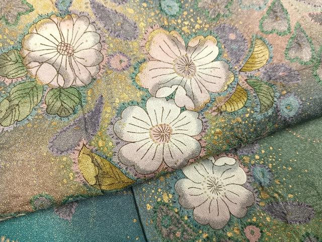 平和屋着物●訪問着　辻が花　暈し染め　金彩　金通し地　ますいわ屋扱い　正絹　逸品　AABJ1353ph