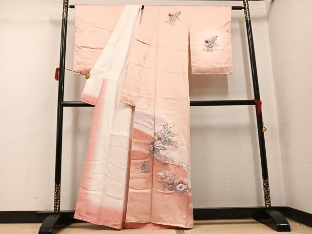 平和屋着物●訪問着　草花文　暈し染め　金彩　正絹　逸品　未使用　AABJ1356ph