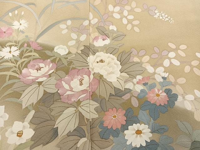 平和屋着物●訪問着　作家物　草花文　暈し染め　正絹　逸品　AABJ1359ph