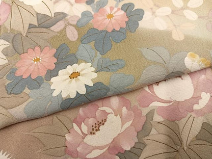 平和屋着物●訪問着　作家物　草花文　暈し染め　正絹　逸品　AABJ1359ph