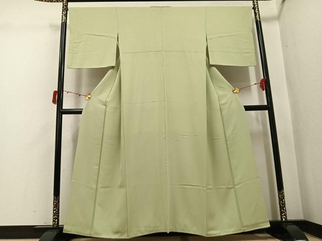平和屋着物●上質な色無地　花地紋　若葉色　松坂屋扱い　正絹　逸品　AABJ1361ph