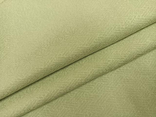 平和屋着物●上質な色無地　花地紋　若葉色　松坂屋扱い　正絹　逸品　AABJ1361ph