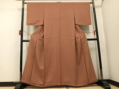 平和屋着物●上質な色無地　花唐草地紋　遠州茶色　松坂屋扱い　正絹　逸品　未使用　AABJ1362ph