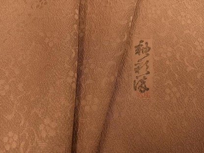 平和屋着物●上質な色無地　花唐草地紋　遠州茶色　松坂屋扱い　正絹　逸品　未使用　AABJ1362ph
