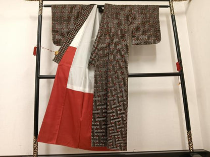 平和屋着物●本場大島紬　龍郷絣　秋名バラ　アンサンブル　正絹　逸品　未使用　AABJ1363ph