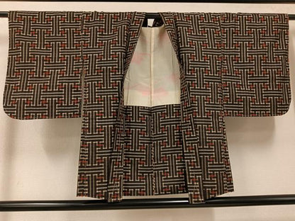 平和屋着物●本場大島紬　龍郷絣　秋名バラ　アンサンブル　正絹　逸品　未使用　AABJ1363ph