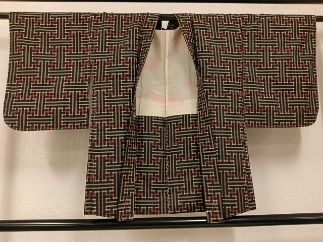 平和屋着物●本場大島紬　龍郷絣　秋名バラ　アンサンブル　正絹　逸品　未使用　AABJ1363ph