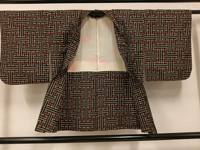 平和屋着物●本場大島紬　龍郷絣　秋名バラ　アンサンブル　正絹　逸品　未使用　AABJ1363ph