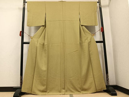 平和屋着物●上質な色無地　辻が花地紋　桑染色　正絹　逸品　AABJ1364ph