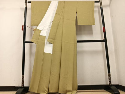 平和屋着物●上質な色無地　辻が花地紋　桑染色　正絹　逸品　AABJ1364ph