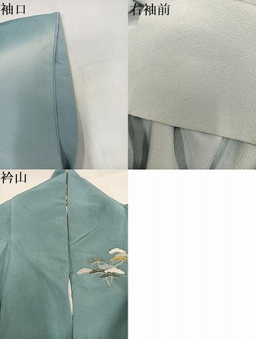 平和屋着物●訪問着　友禅　松竹梅風景草花文　暈し染め　正絹　逸品　AABJ1365ph